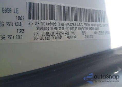 2014 Dodge Grand Caravan Se z USA, uszkodzony, nr VIN 2C4RDGBG7ER274288